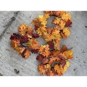 3 Autumn Garland Fall Candle Ring Craft Red, Orange, Yellow Two 7" One 4"